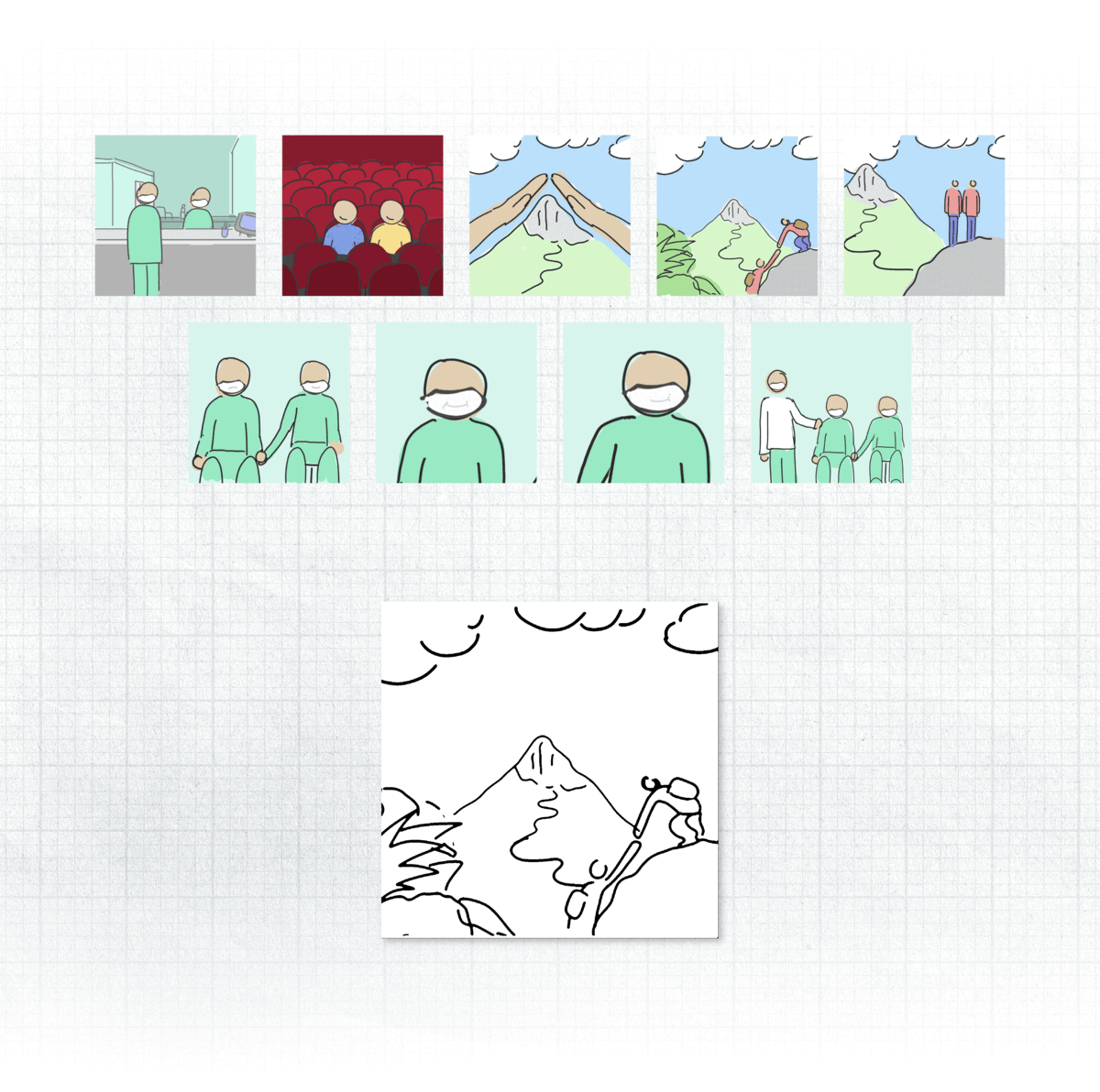 hand-drawn storyboard for vaccine confidence animation 